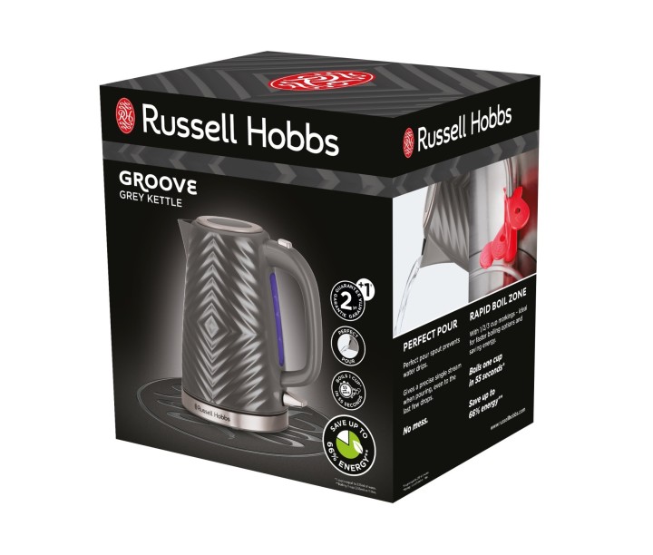 "Russell Hobbs" elektriline veekeetja "Groove Grey", 1,7 l, 26382-70  | 2